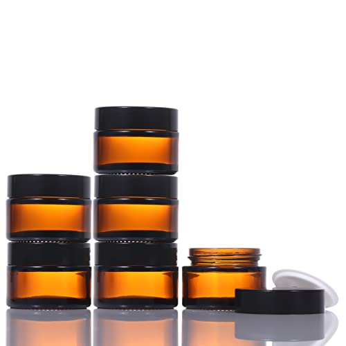 12 Pack 1 oz 30 ml Brown Glass Jars , Amber Cosmetic Jars with Screw O –  TweezerCo