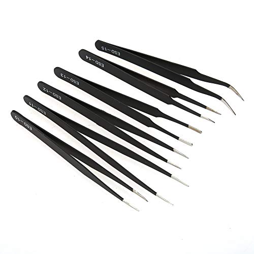 HengTianMei Precision Tweezers Set, ESD Anti-Static Stainless