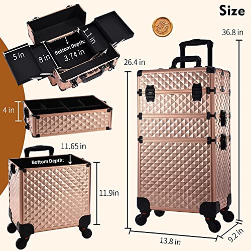 Bonnlo 4-in-1 Large Makeup Trolley Case, Professional Travel Cosmetic –  TweezerCo