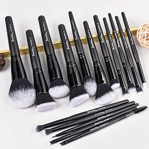 Bueart Design Elegant pink Ultra soft labeled Makeup Brushes Sets with Cute Brush  Holder case makeup brush set with Foundation Powder blush concealer  blending eyeshadow contour Glitter