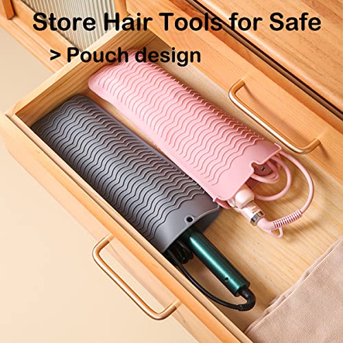  ANGENIL Heat Resistant Silicone Flat Iron Mat Pouch, For  Travel Dual Voltage Curling Iron Wand, Hair Straightener, Automatic  Wireless Curlers, Crimper Hair Iron, Styling Tools, Curling Brush For Women  