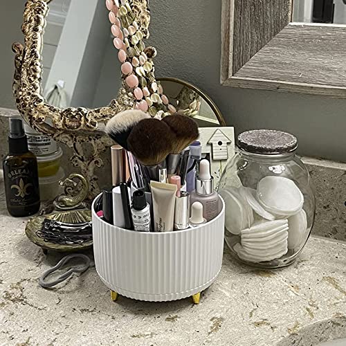 360° Rotating Makeup Organizer with 5 Compartments for Cosmetics and  Jewelry Storage - Bekeify White – TweezerCo