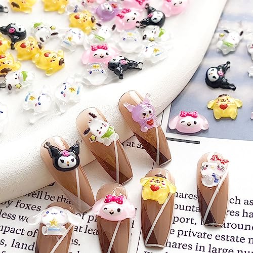 CLTJMM 70Pcs Kawaii Nail Charms Hello Kitty Nail Charms Slime