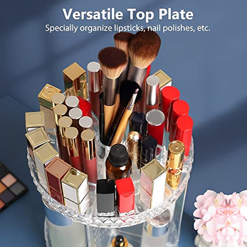 LINFIDITE 360°Rotating Makeup Brush Holder Cosmetic Display Case Clear  Makeup Lip Gloss Organizer Case with 5 Slots Round Turntable Storage Tray  for Vanity, Bathroom, Counter Organizer Clear White - Yahoo Shopping