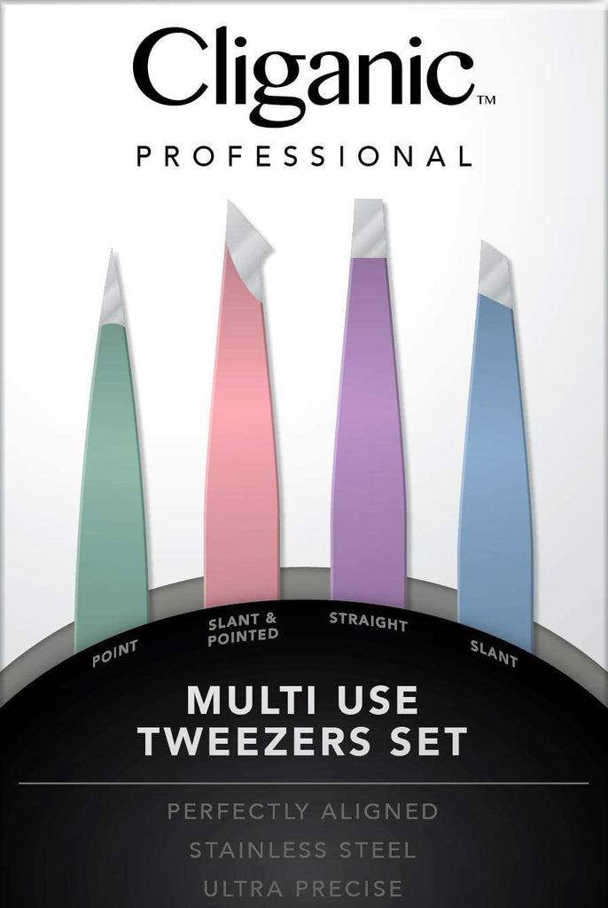 4 Piece Professional Tweezers Set With Case Includes Slant Point Tweezerco