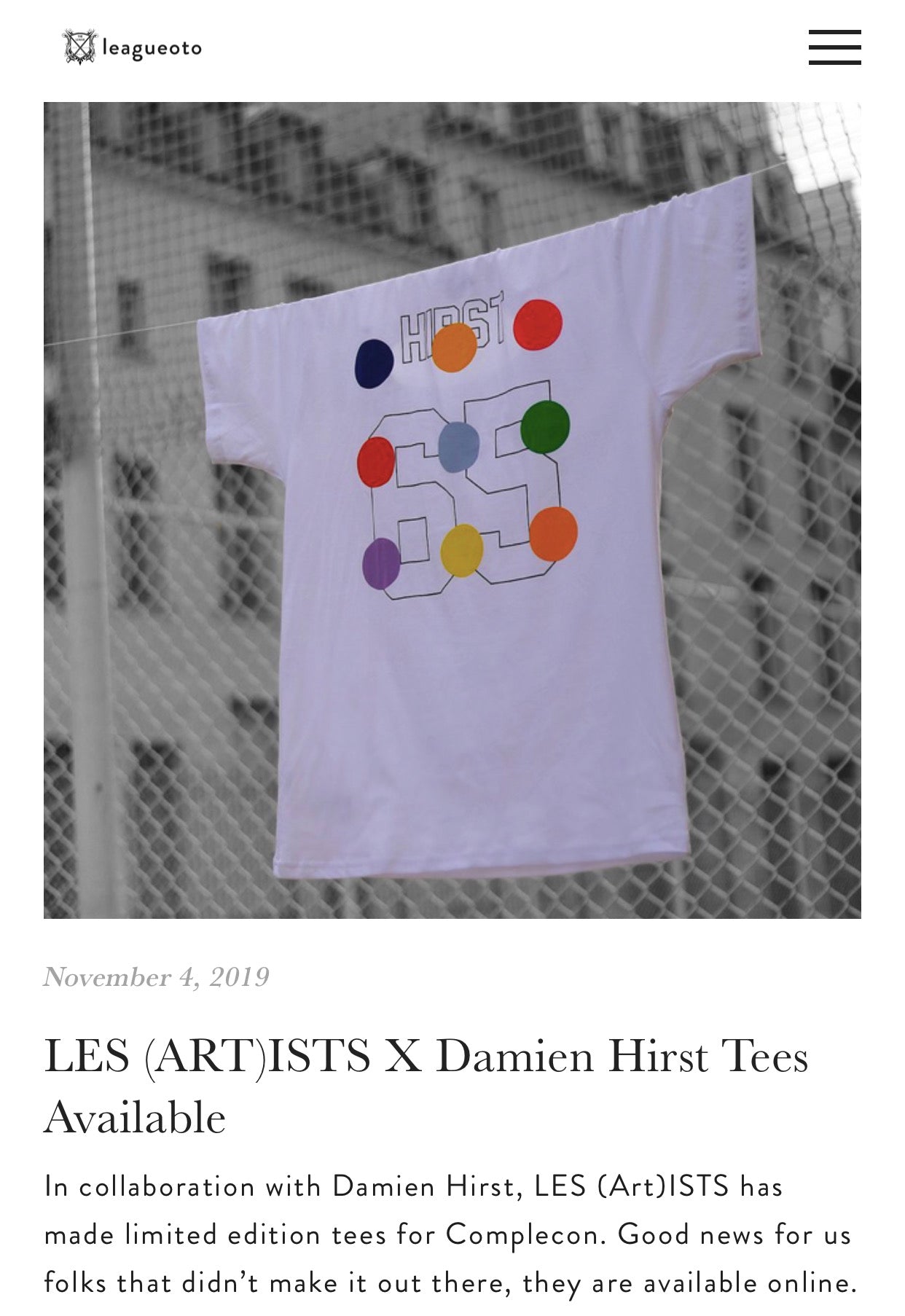 LEAGUEOTO LES (ART)ISTS Damien Hirst