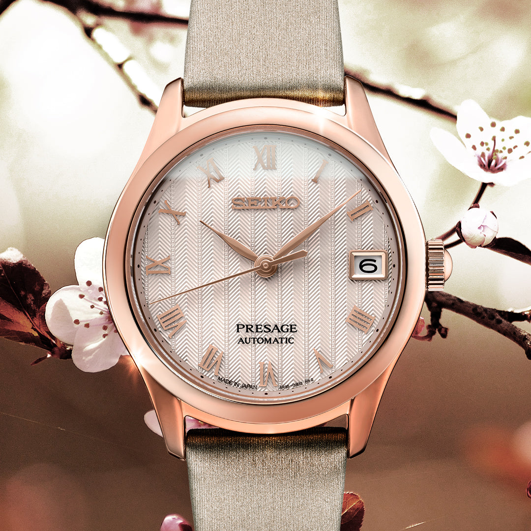 Seiko Presage Rose Gold-tone Leather Strap Women`s Watch SRPF50 – Wolf Fine  Jewelers