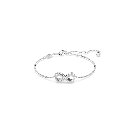 Swarovski Infinity bracelet, Infinity and heart, White, Rhodium plated