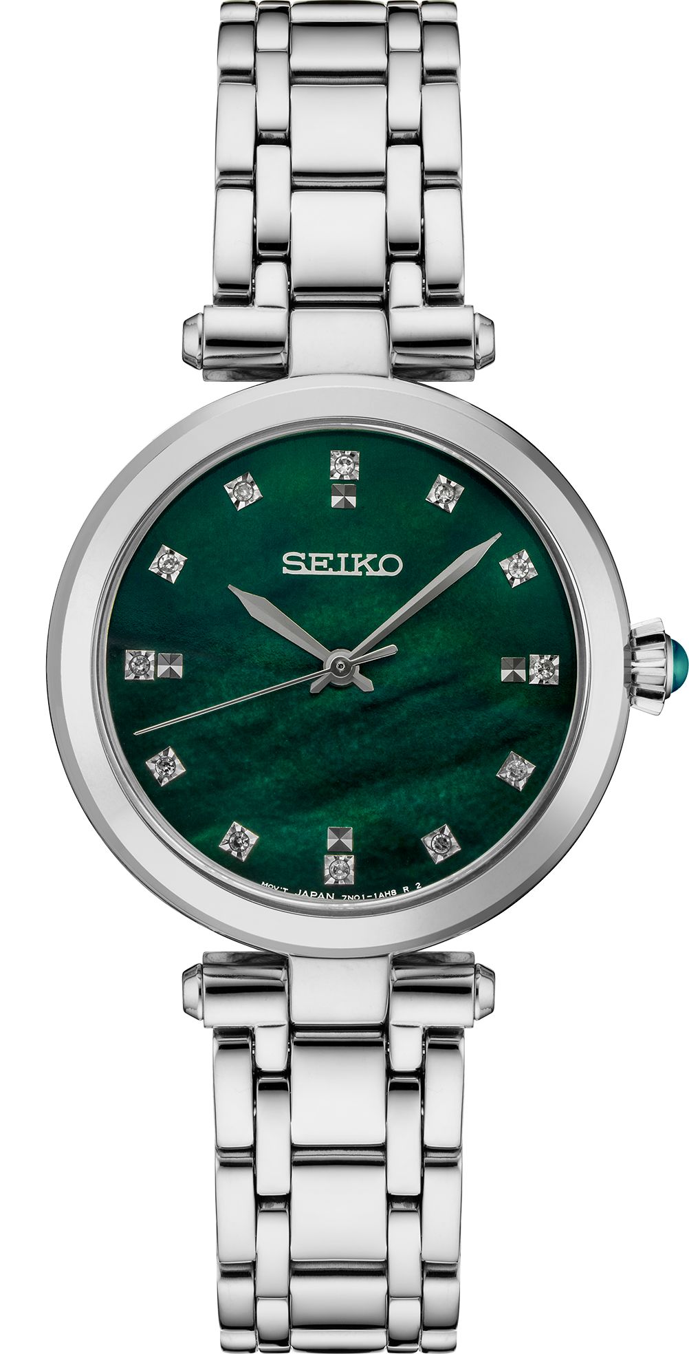 SEIKO Women's Stainless Steel Green Dial Diamond WATCH SRZ535 – Wolf Fine  Jewelers