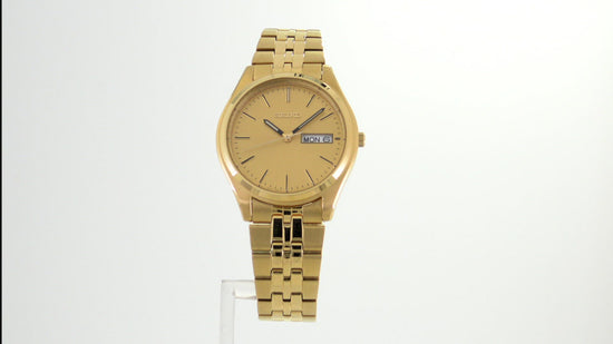 Seiko Essentials Mens Gold Tone Stainless Steel Bracelet Watch SUR434 –  Wolf Fine Jewelers