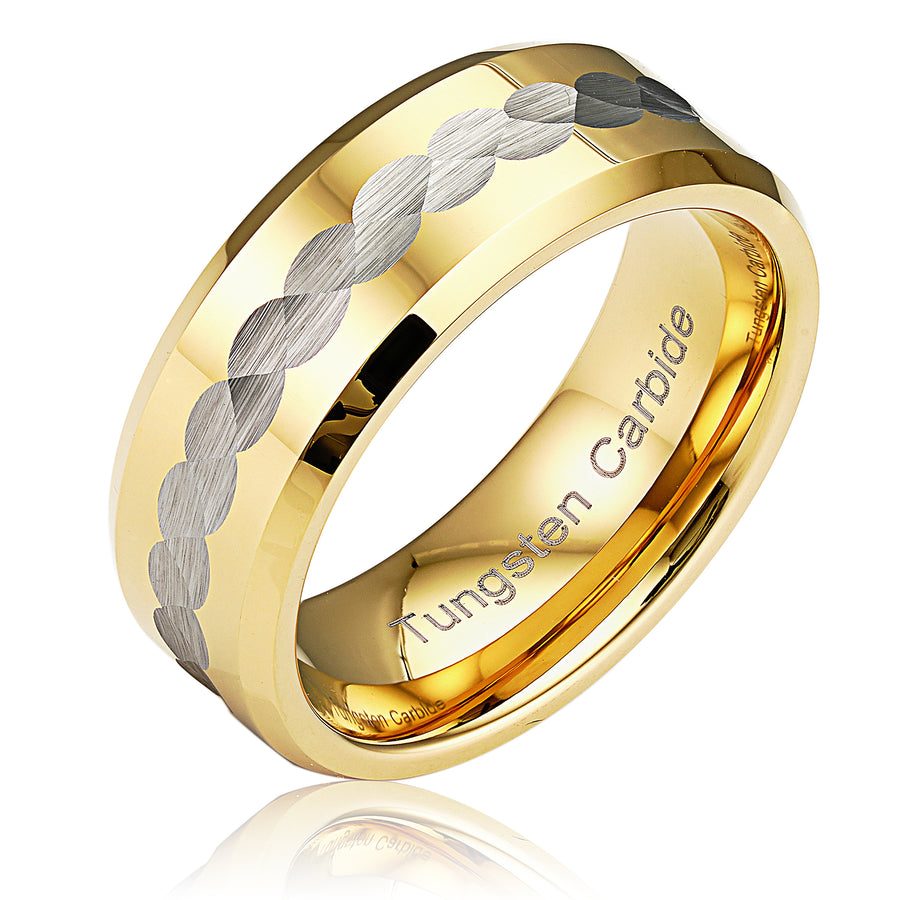Infinity Gold Tungsten Rings for Men Wedding Bands