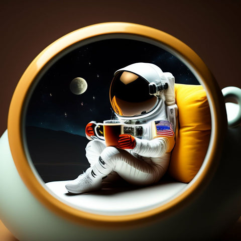 Astronaut enjoying coffee