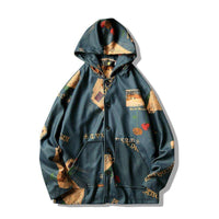 Musho Station:Hooded Jackets Streetwear With Print Windbreaker Jackets & Coats,