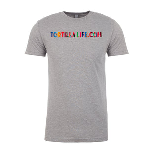 Men's Mexican Parody T-shirt TortillaLife.com with Serape Lettering