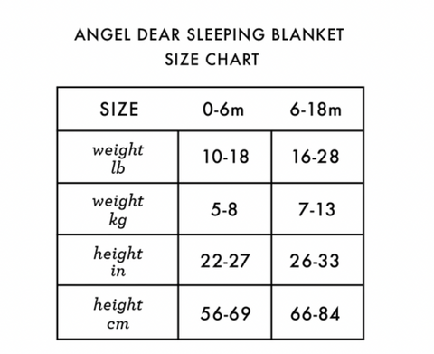 Angel Dear Baby Bamboo Zip Up Sleeping Blanket, angel dear baby sleeping blanket size chart