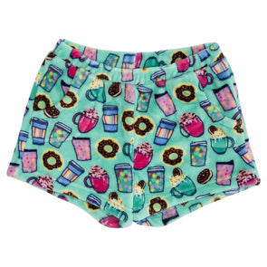 Candy Pink Fleece Pajama Shorts in Hot Chocolate Pattern CANDY PINK ...