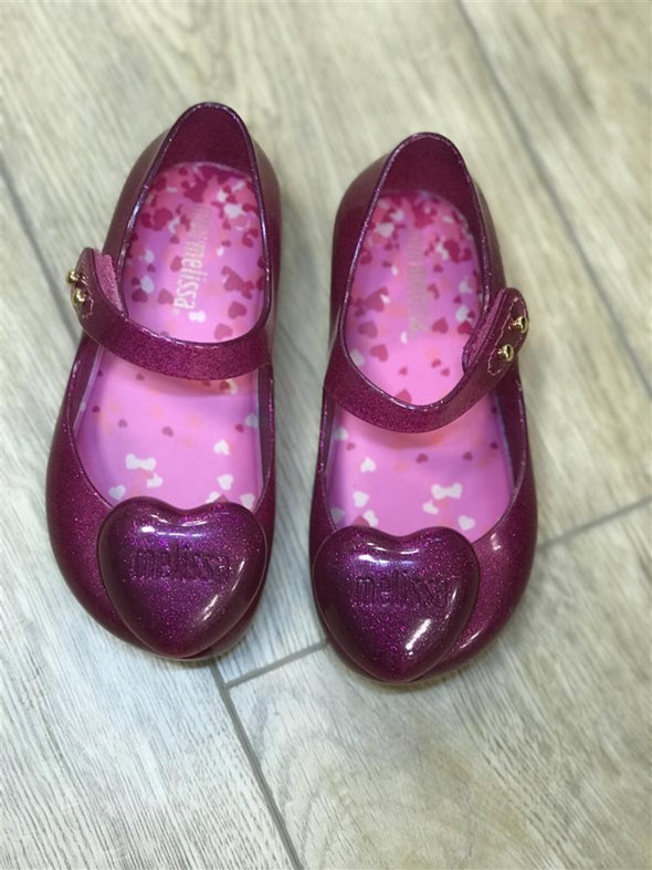 Mini Melissa Ultra Girl Pink Heart Mary Jane Shoes | HONEYPIEKIDS | Kids Boutique Clothing | Mini Melissa Ultra Girl Pink Heart Mary Jane Shoes | HONEYPIEKIDS