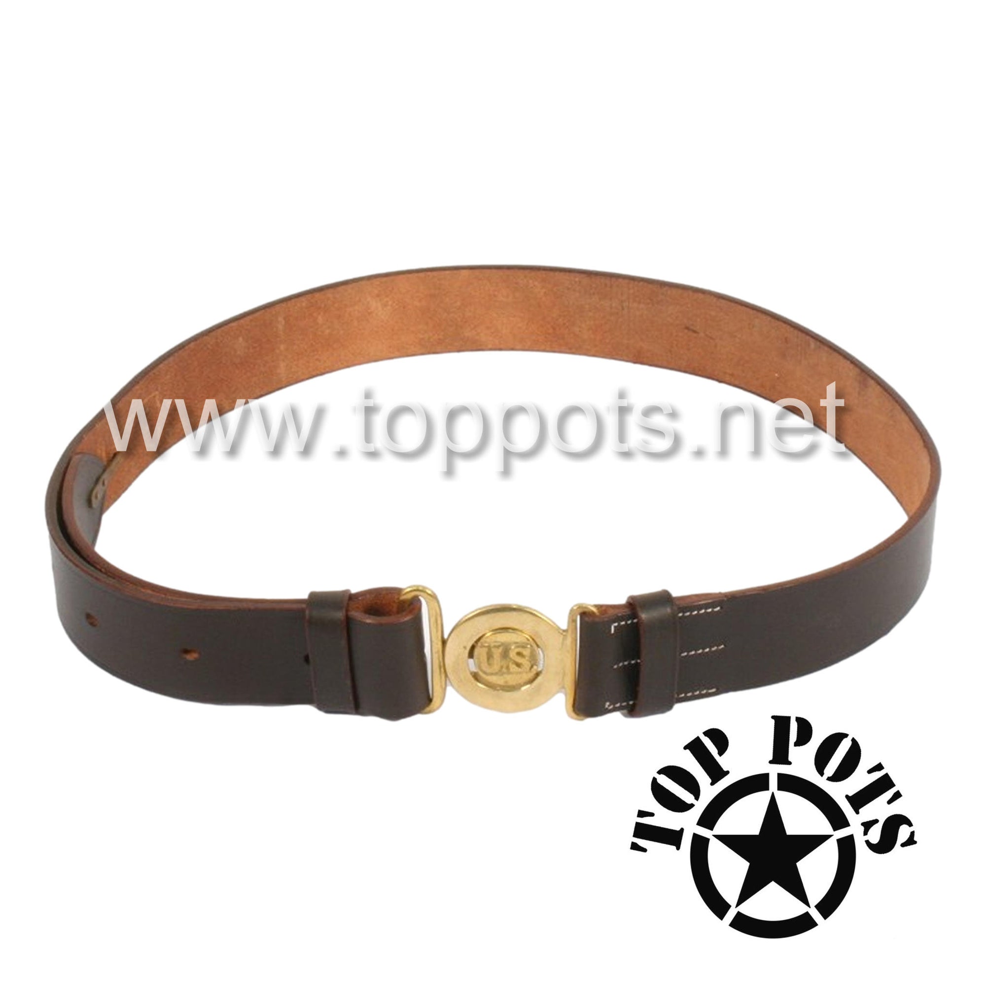 WWII US Army Reproduction M1911 Leather Officer Waist Belt with Double -  Top Pots - WWII US M-1 Helmets, Liners and Reproduction Uniform Sales