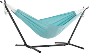 Combo - Double Polyester Hammock with Stand (9ft) - Aqua