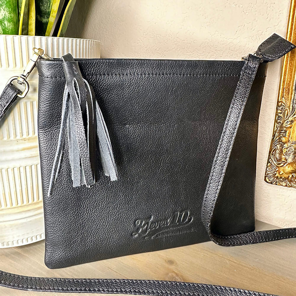 Margot Black Leather Crossbody Purse - beyond exchange