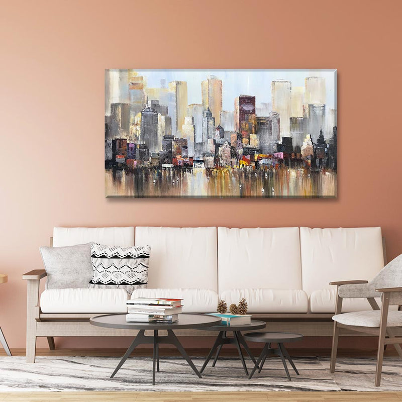 Buy Art Online Abstract Fuzzy Tall Buildings Reflected in the Water ...