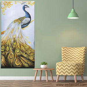 Asdam Art Peacock Wall Art 3D Textured Handmade Animal Bird Oil Painti ...