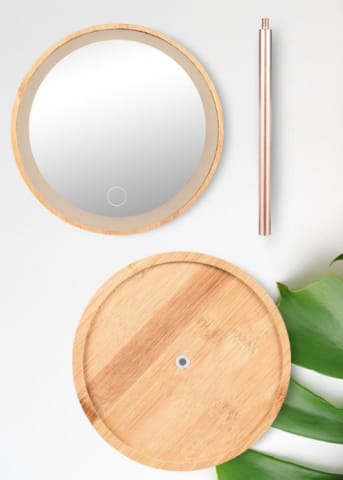 Wooden 3 Colour Led 3x Magnifying Desktop Makeup Mirror