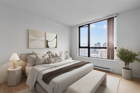 Bedroom with natural Lighting and earthy, neutral colour tones