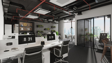 Office Space Virtual Staging dark decor