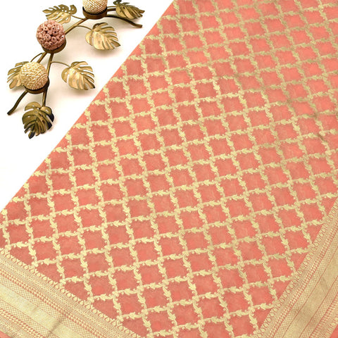 BABY PINK GEORGETTE BANARASI SILK SAREE