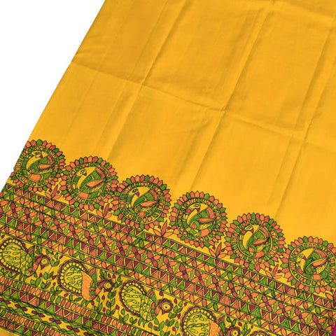 MUSTARD MADHUBANI KANCHI SILK SAREE