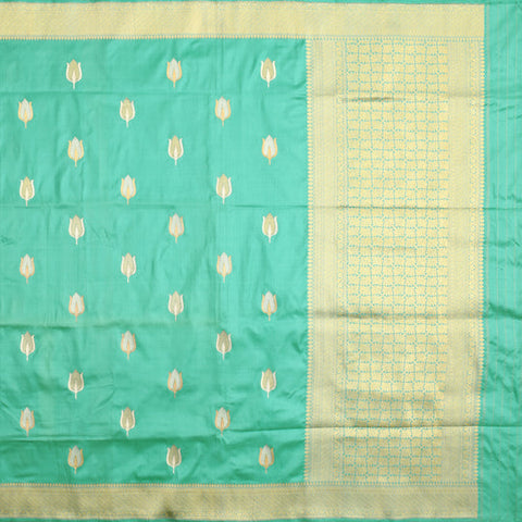 BABY BLUE BANARASI SILK SAREE WITH BIG FLOWER BUTTA DESIGN