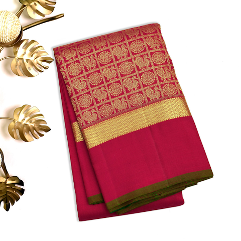 Arakku Thakali Kanchipuram Silk Saree With Getti Self Pallu