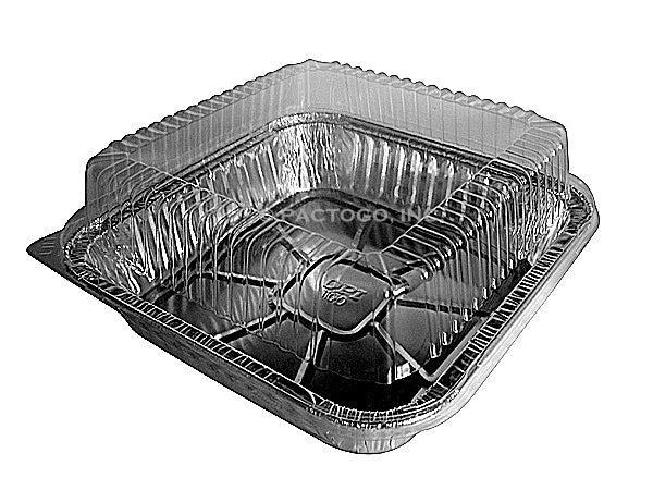 Handi-Foil Square Disposable Aluminum Foil Cake Pan w/Clear Dome Lid - REF  # 308-WDL (Pack of 50 Sets) 