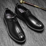 Retro Big Head Men's Casual Cow Leather British Tooling Shoes