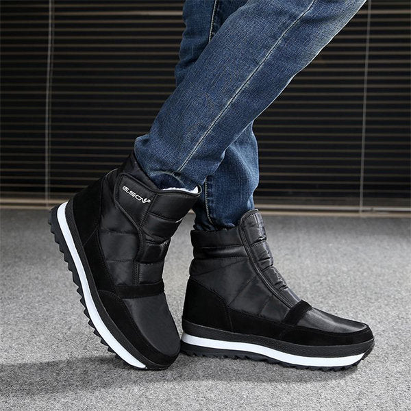 men plush lining waterproof hook loop snow boots