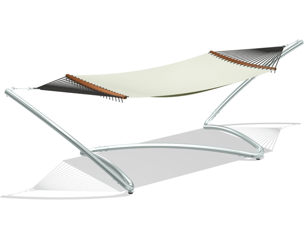 Tuuci Air Lounge hammock in white with frame.