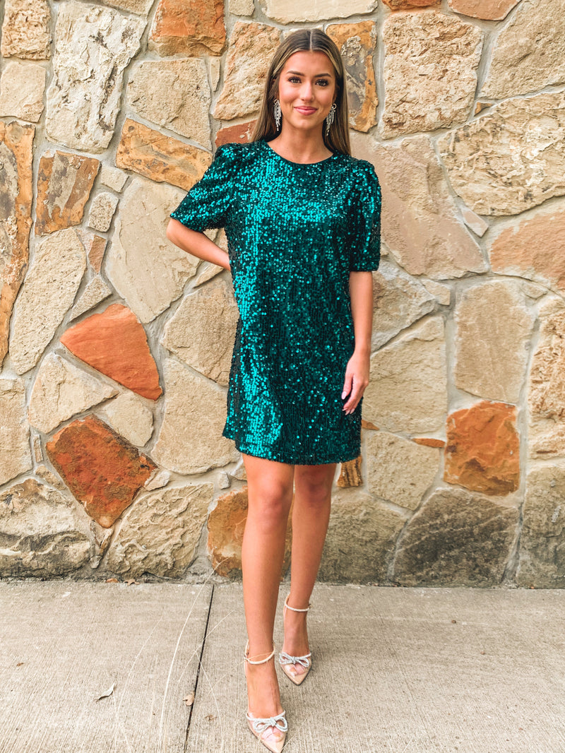 GREEN HOLIDAY SEQUIN DRESS
