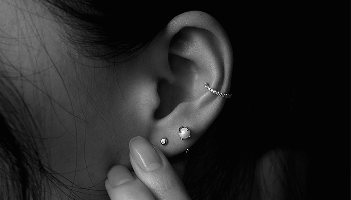 Ear with piercings