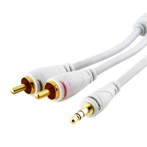 Ivuna RCA male to Male 3.5mm Jack Analogue cable - White, 1m - High performance Stereo Audio Adapter Cable - connects iPhone, iPod, MP3 to Home Theater, Receiver or any audio device with audio output