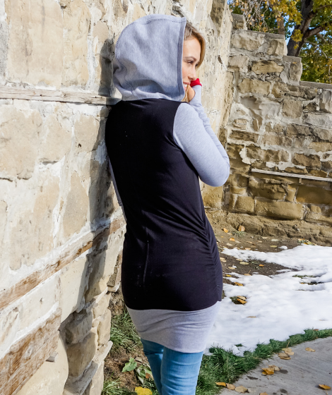 Sleeved hoodie dress with thumbholes