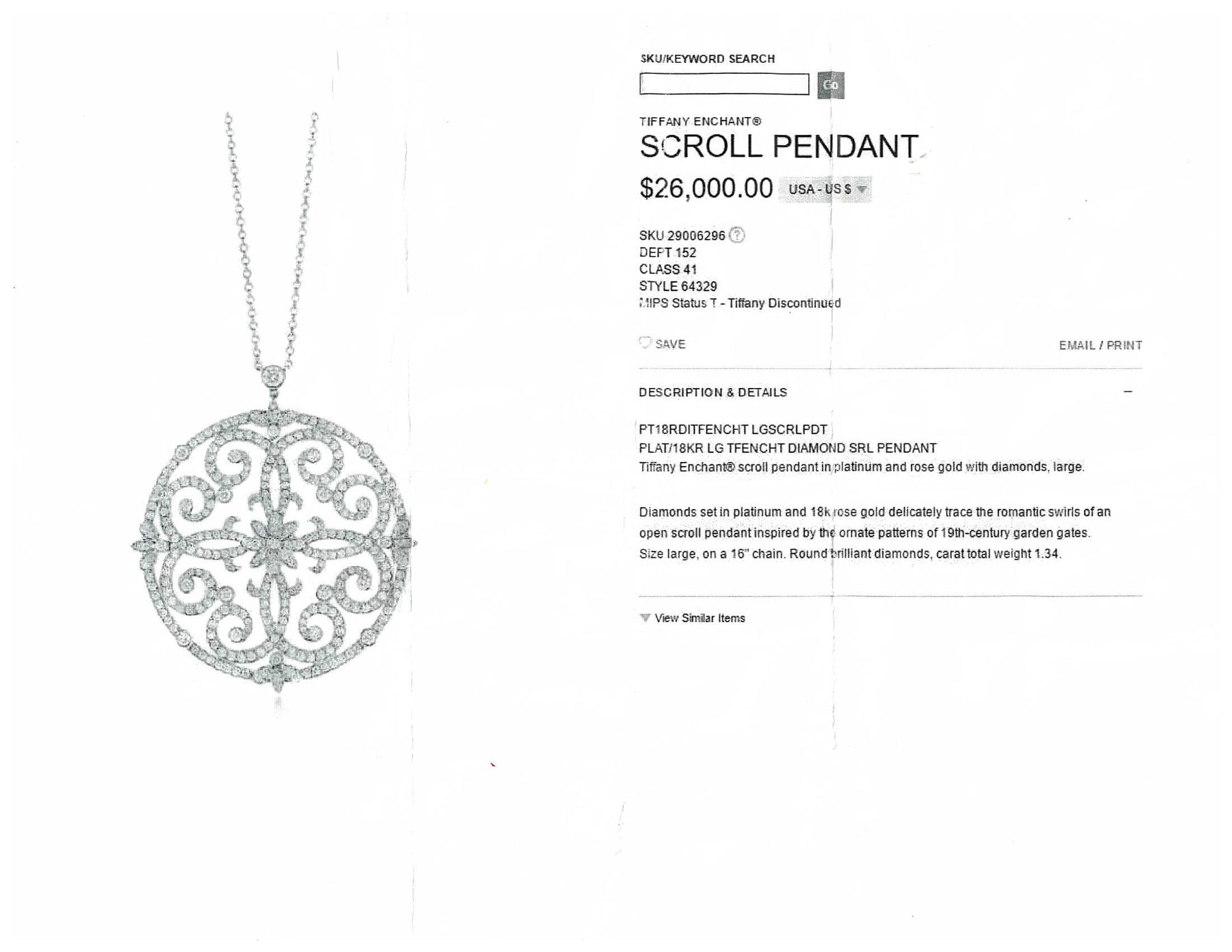 tiffany enchant round pendant