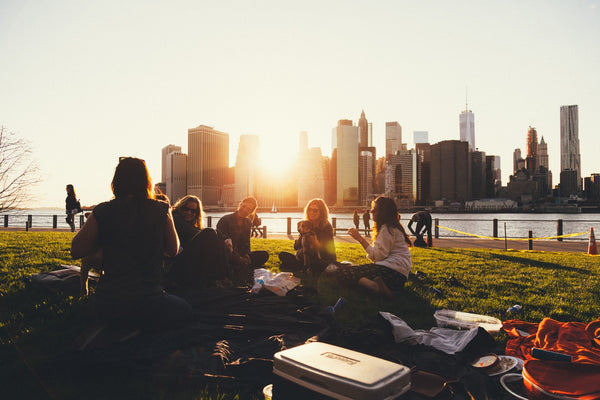 People relaxing in a park