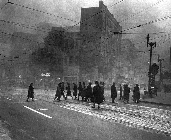 Smoke-filled streets of Pittsburgh