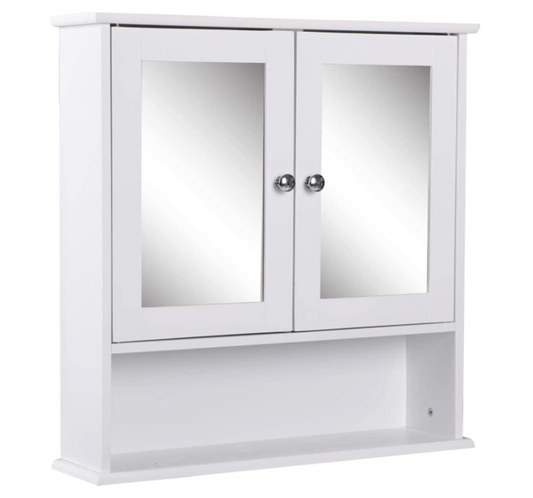 Beliwin White Colour Wood Mirrored Cabinet