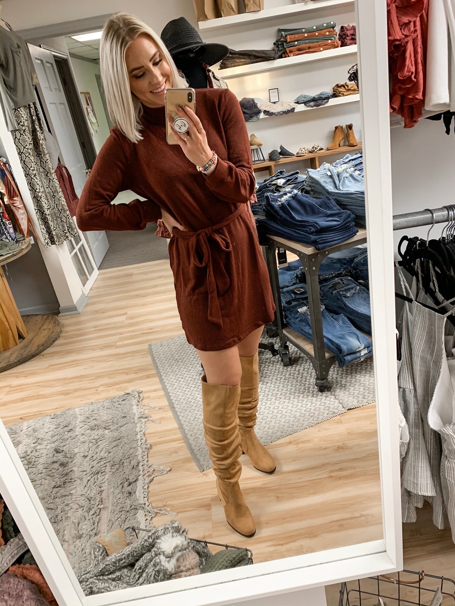 tan suede knee boots