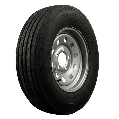 Trailfinder 13 6 ply Radial Trailer Tire and Wheel ST 17580R13 5 Lug on 45 Lug Silver Mod