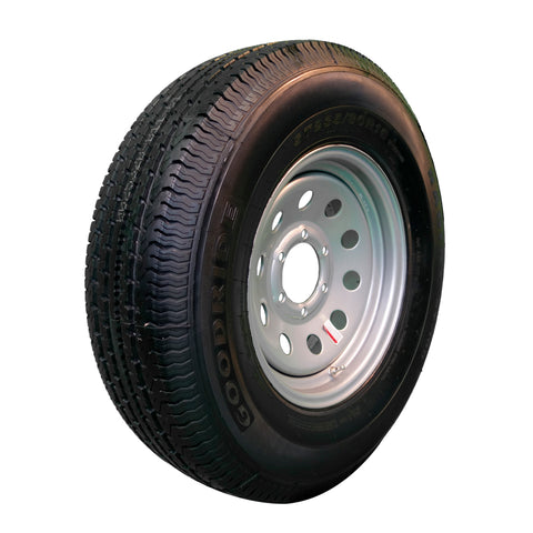 Goodride 16 10 ply Radial Trailer Tire and Wheel ST 23580 R16 6 Lug Silver Mod