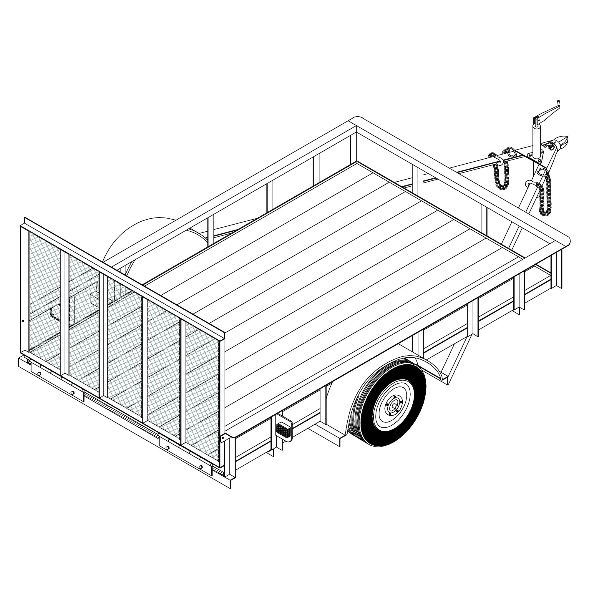 T1110 - 6'4" x 10 Single Axle 3.5K Utility Trailer DIY Master Plan - 14 How-to Steps w/ Blueprint