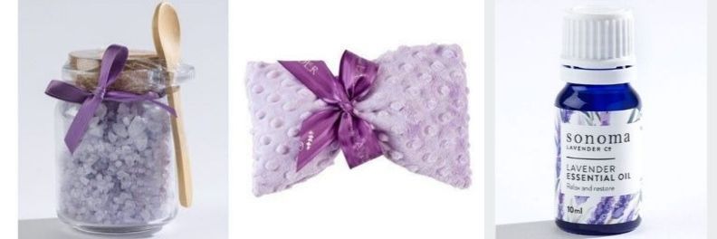 Sonoma Lavender Bath Salts Eye Mask and Lavender Essential Oil